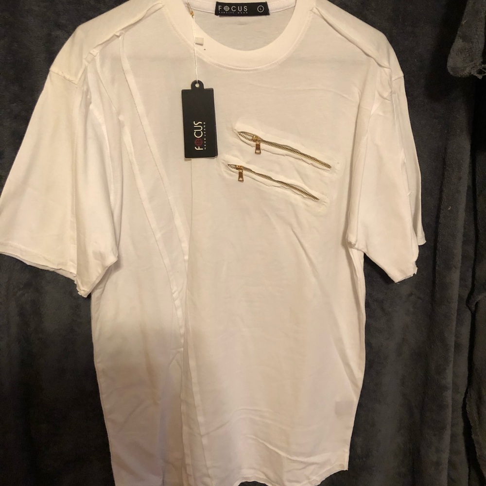 New White Focus Mens T-shirt